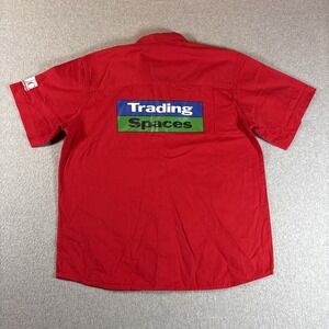 Vintage Trading Spaces Shirt Mens M Red TLC TV Promo Work Shirt Button Logo Y2K‎